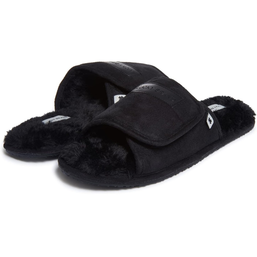 Lucky Brand Black Fuzzy Slippers